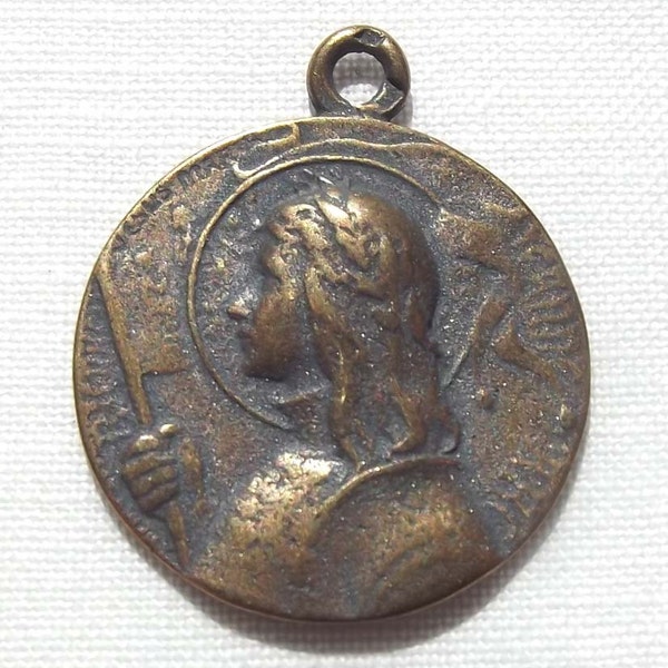 St. Saint Jeanne d'Arc medalj katolsk rosenkrans chapel konfirmation gåva halsband