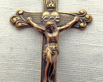 Crucifix with Sacred Heart & Scrolls