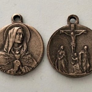 Tiny Our Lady of Sorrows Catholic Rosary Medal