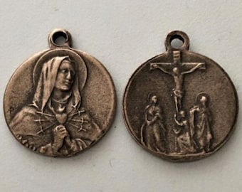 Pequeña medalla católica del rosario de Nuestra Señora de los Dolores
