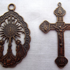 Chaplet Set with Angels adoring Monstrance and Blessed Virgin Mary Crucifix