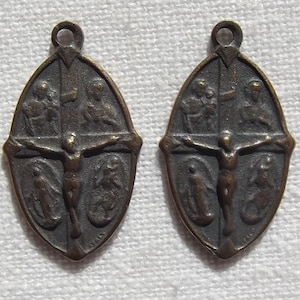 Bronze 4 Four Way Scapular Medal w Crucifix Set VP245