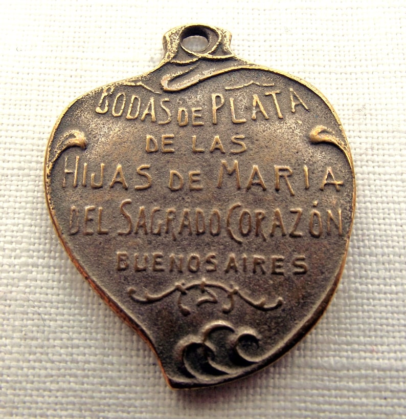 Bronze Immaculate & Sacred Heart Medal Two Hearts Catholic Etsy