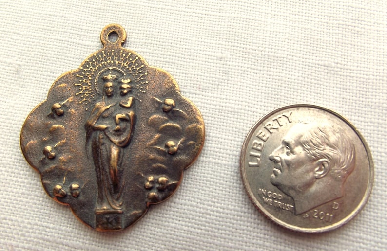 Bronze Our Lady of Mt. Carmel Medal W Angels Etsy
