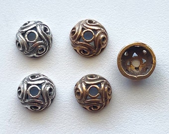 6mm Bead Cap in Bronze or Sterling