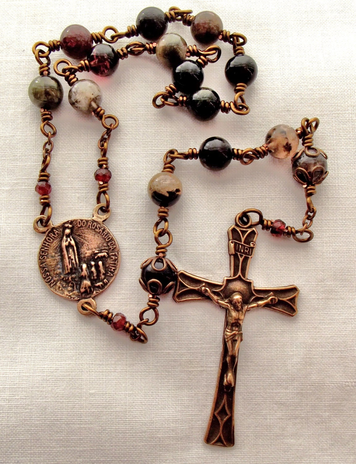 Bronze Our Lady of Fatima Center &amp; Crucifix Set - Etsy