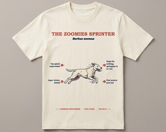 Fast Dog Shirt, Funny Sprinting Dog Gift, Vintage Field Guide Tee, Dog Park Humor, Speedy Dog Specimen T-Shirt