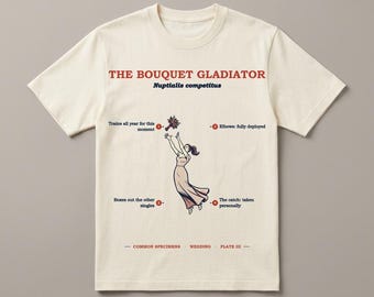 T-Shirt für Hochzeitsgäste, Lustiges Brautstraußwurf-T-Shirt, Geschenk für den Junggesellinnenabschied, Vintage-Feldführer-T-Shirt, Das Brautstrauß-Gladiator-Exemplar-T-Shirt