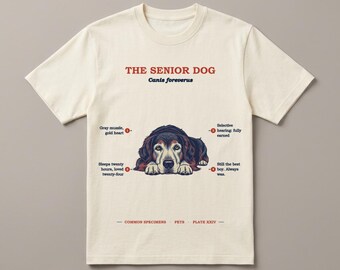 Senior-Hunde-Shirt, Geschenk für Hundeliebhaber älterer Hunde, Vintage-Feldführer-T-Shirt, Graue Schnauze, Goldenes Herz, Immer noch das beste Exemplar-T-Shirt