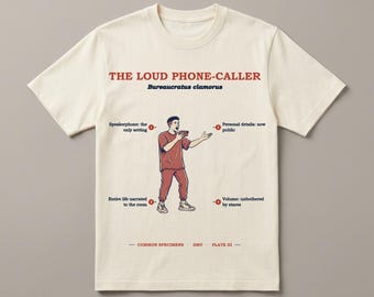 Speakerphone Shirt, Funny DMV Humor Gift, Vintage Field Guide Tee, Loud Talker Gift, Waiting Room Specimen T-Shirt