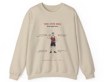 Gym Bro Sweatshirt, Funny Workout Gift, Vintage Field Guide Crewneck, Gym Lover Gift for Him, Leg Day Rarely Observed Specimen Crewneck