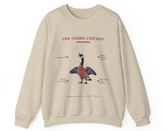 Cobra Chicken Sweatshirt, Funny Goose Gift, Vintage Field Guide Crewneck, Angry Goose Meme, Fears No Man Specimen Sweatshirt