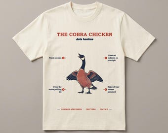 Cobra Chicken Shirt, Funny Goose Gift, Vintage Field Guide Tee, Angry Goose Meme, Fears No Man Specimen T-Shirt