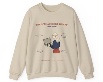 Spreadsheet Wizard Sweatshirt for Her, Funny Office Gift, Vintage Field Guide Crewneck, Accountant Gift Women, Pivot Table Specimen Crewneck