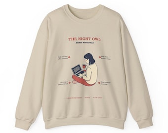 Night Owl Sweatshirt for Her, Funny Late Night Humor Gift, Vintage Field Guide Crewneck, Not a Morning Person Women, 2am Specimen Crewneck