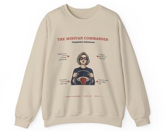 Minivan Mom Sweatshirt, Funny Minivan Commander Crewneck, School Pickup Humor Gift, Vintage Field Guide Crewneck, Carpool Gift