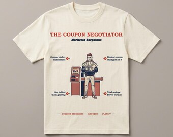 Coupon Shirt, Funny Coupon Queen Gift, Vintage Field Guide Tee, Bargain Hunter Gift, Coupon Negotiator Specimen T-Shirt