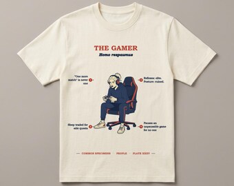 Gamer Girl Shirt, Funny Video Game Lover Gift for Her, Vintage Field Guide Tee, Gaming Gift Women, One More Match Specimen Tee
