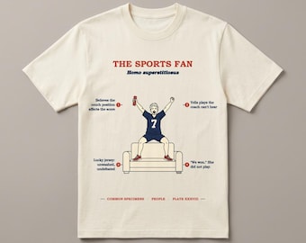 Sports Fan Shirt for Her, Funny Game Day Gift, Vintage Field Guide Tee, Superstitious Fan Women, Game Day Specimen Tee