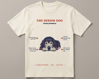 Senior Dog Shirt, Old Dog Lover Gift, Vintage Field Guide Tee, Gray Muzzle Gold Heart, Still the Best Boy Specimen T-Shirt