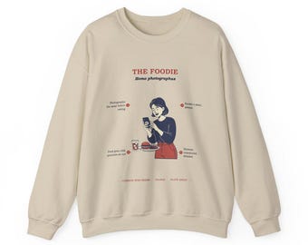 Foodie Sweatshirt for Her, Funny Food Lover Gift, Vintage Field Guide Crewneck, Foodie Gift Women, Photographs Meal First Specimen Crewneck
