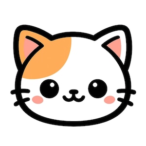 Calico-Katzengesicht SVG PNG, orangefarbener Fleck Kawaii Digitaldesign (Digitaler Download)