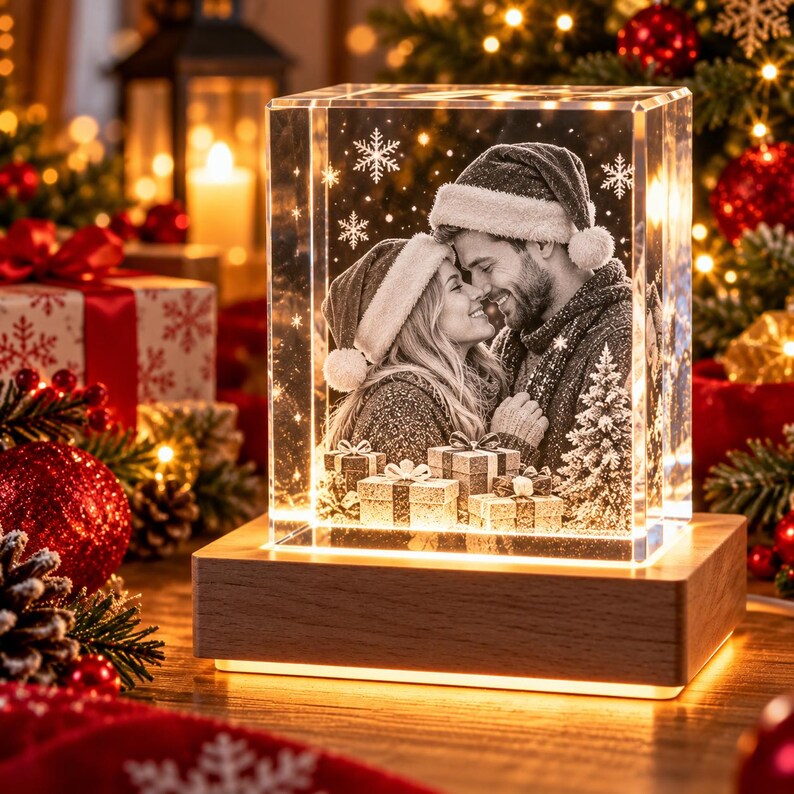 Personalised Christmas Photo Crystal, 2D or 3D Laser Engraved Gift ...