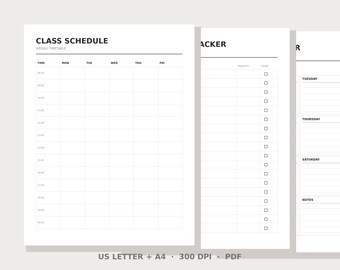 Student Planner Set Printable | Instant Download PDF | US Letter & A4 | Minimalist Set | Digital Download