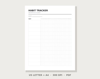 Minimalist Habit Tracker Printable | Instant Download PDF | US Letter & A4 | Minimalist Tracker | Digital Download