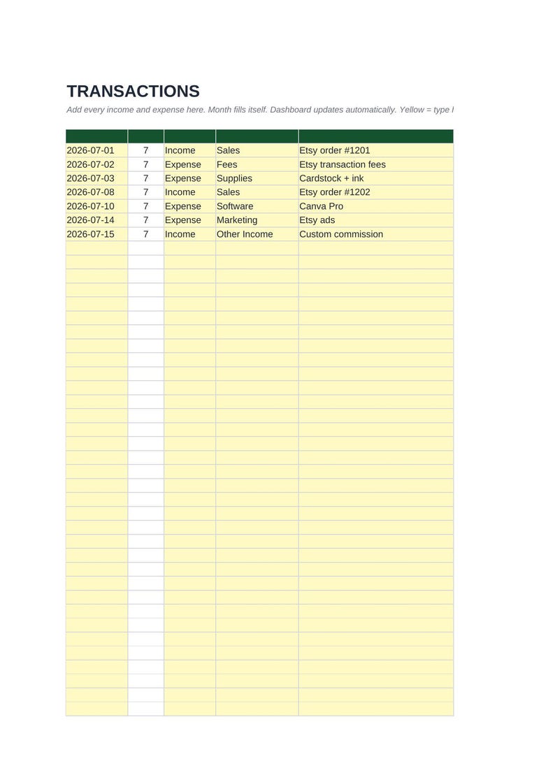 Bookkeeping Spreadsheet Small Business | Income Expense Tracker Excel with Profit Dashboard | Etsy Seller Accounting | Download image 2