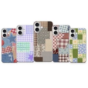 Lapptäcke Mobilskal Cottagecore Tygfodral för iPhone 18 Pro Max 17 16 15 14 13 12 11, Samsung S26 S25, Pixel 11 10 9 8 7 6 Pro XL