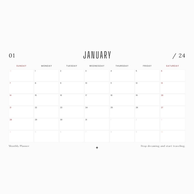 Editable 2024 Calendar Boho Calendar Customize Calendar Etsy