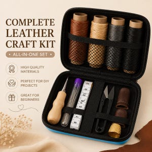 DIY Leather Sewing Kit – Portable Craft Set for Bags, Wallets & Repairs