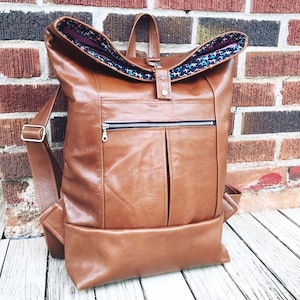 Mochila de gama de cuero premium - patrón de Noodlehead