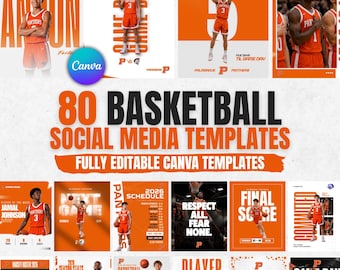 80 Basketball Canva Templates | Social Media Graphics Bundle | Editable Sports Team Posts