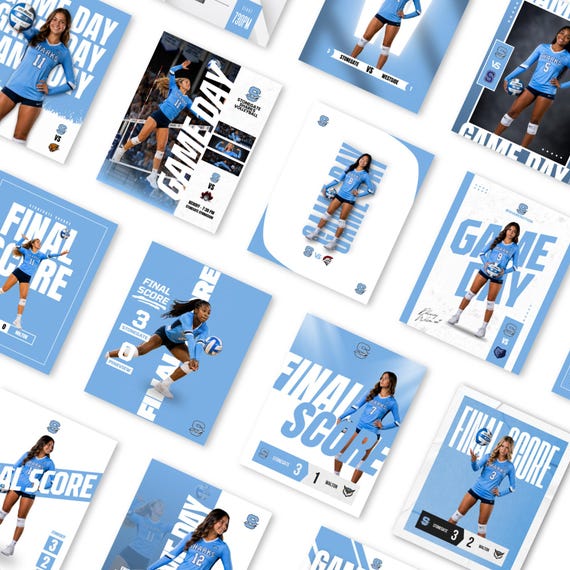 Volleyball Game Day & Final Score Canva Templates | 24 Social Media Graphics Bundle | Editable Volleyball Instagram Posts | Team Mom Pack
