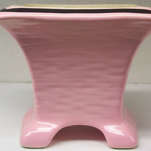 Pink and Black Ombre Beauceware Accordian Style Vase