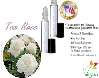 Tea Rose Perfume Oil .33 Oz Roll On (Made in USA, Phthalate Free & Vegan)