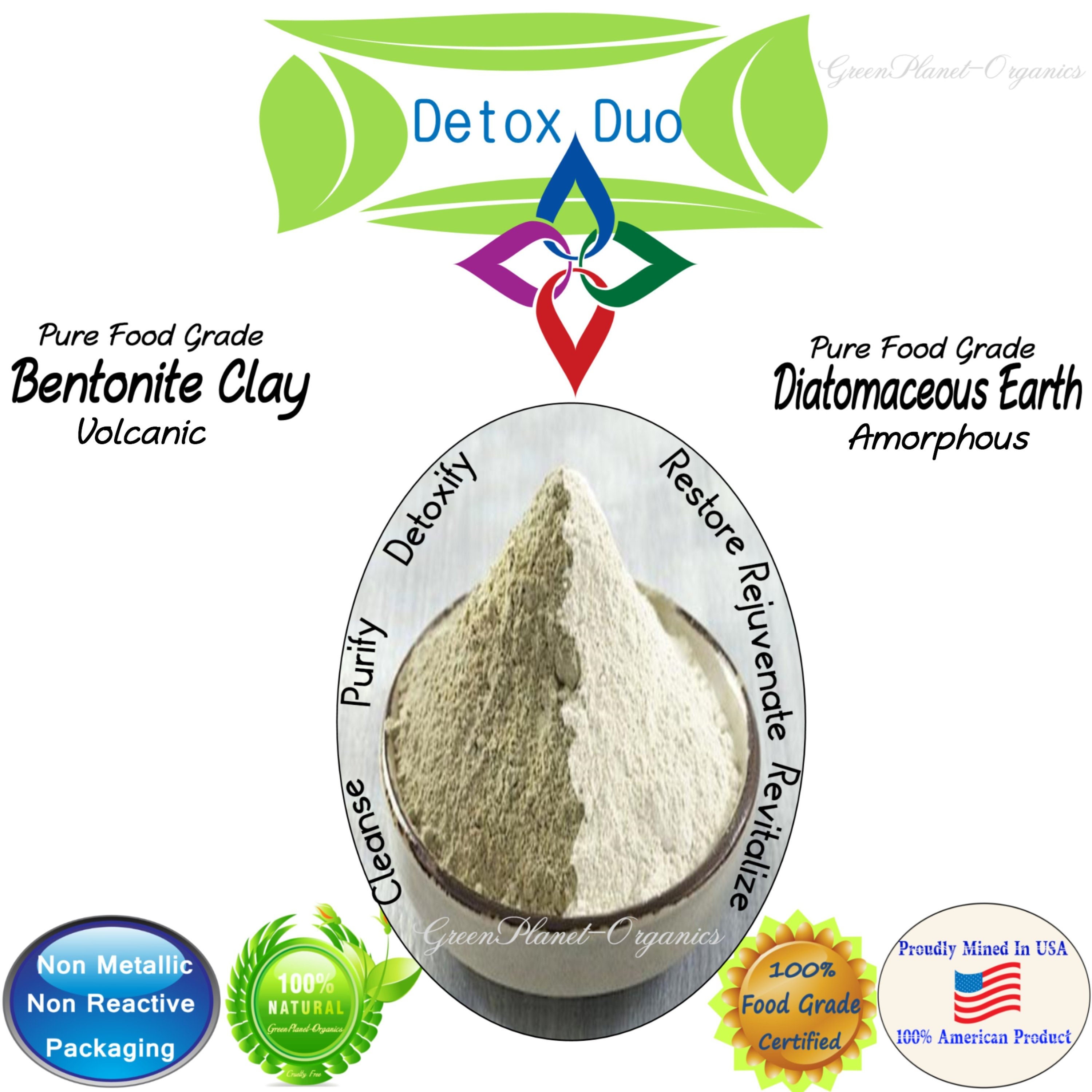 Sodium Bentonite Clay & Diatomaceous Earth Powder 8 oz - Internal/External  Use
