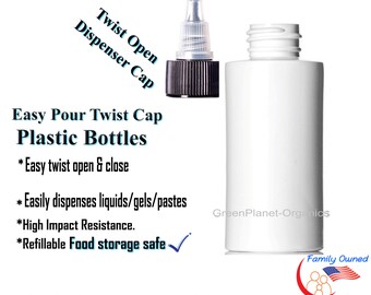 2 Oz Plastic Bottles With Twist Open/Close Dispensing Caps (Dozen)