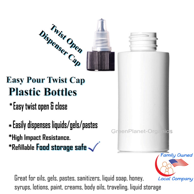 2 Oz Plastic Bottles With Twist Open/Close Dispensing Caps image 1