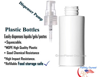 2 Oz Plastic Bottles With Dispenser Pump Lid Spout Caps (Dozen)