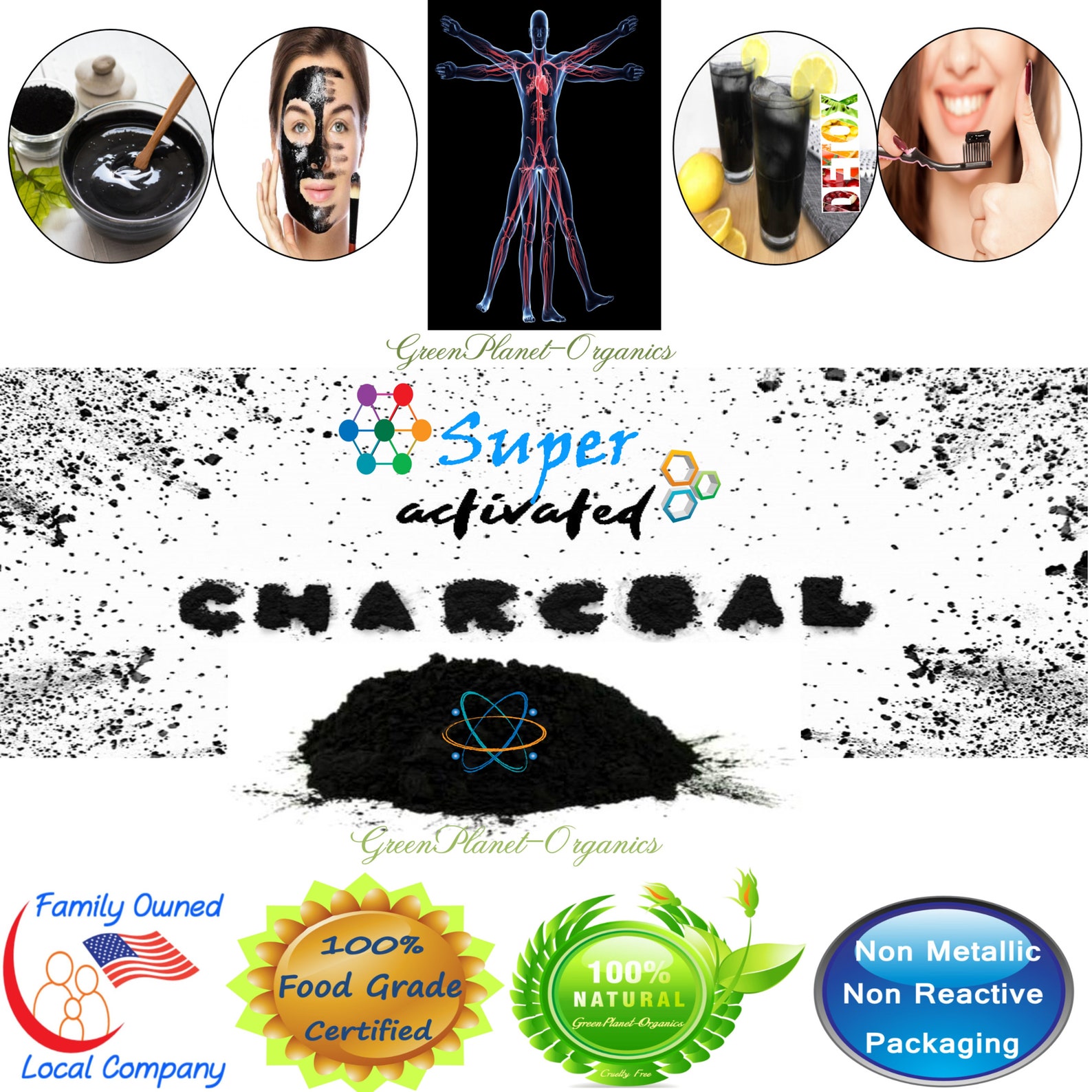 Terrific Trio Diatomaceous Earth, Activated Charcoal & Bentonite Clay