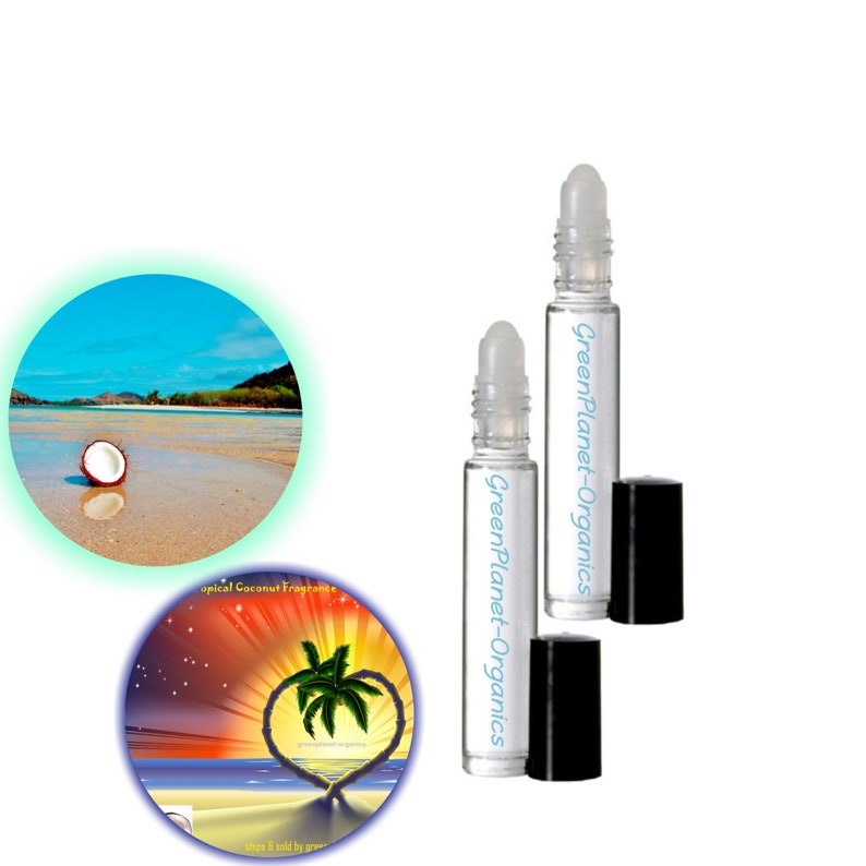 Set of 2 Coconut Beach Perfume Oils 2x .33 Oz Roll on Bottles Etsy UK