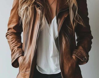 Women Handmade Brown Vintage distressed Real Leather Long Jacket Winter Coat.