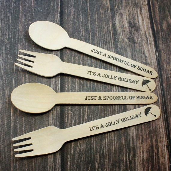 25 Mary Poppins Party, Forks, Spoons, Knives, Silverware, Spoonful of Sugar, Jolly Holiday, Disposable , Favors, Decorations, Birthday Il_570xn