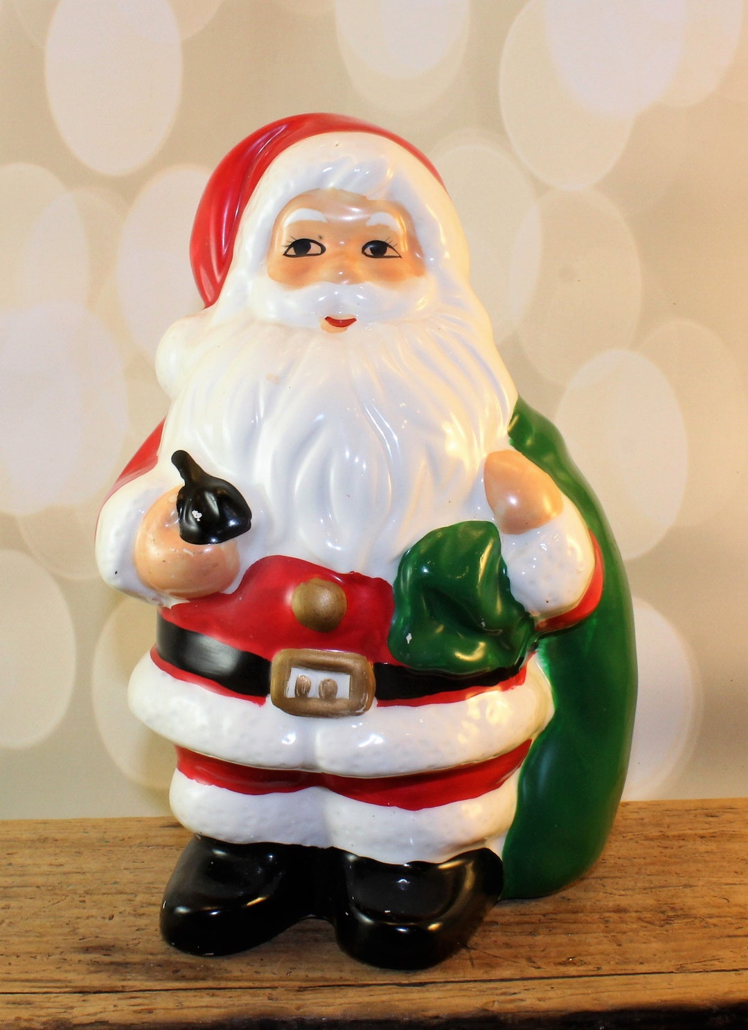Vintage Santa Bank Ceramic Hand Painted Vintage Christmas Mid
