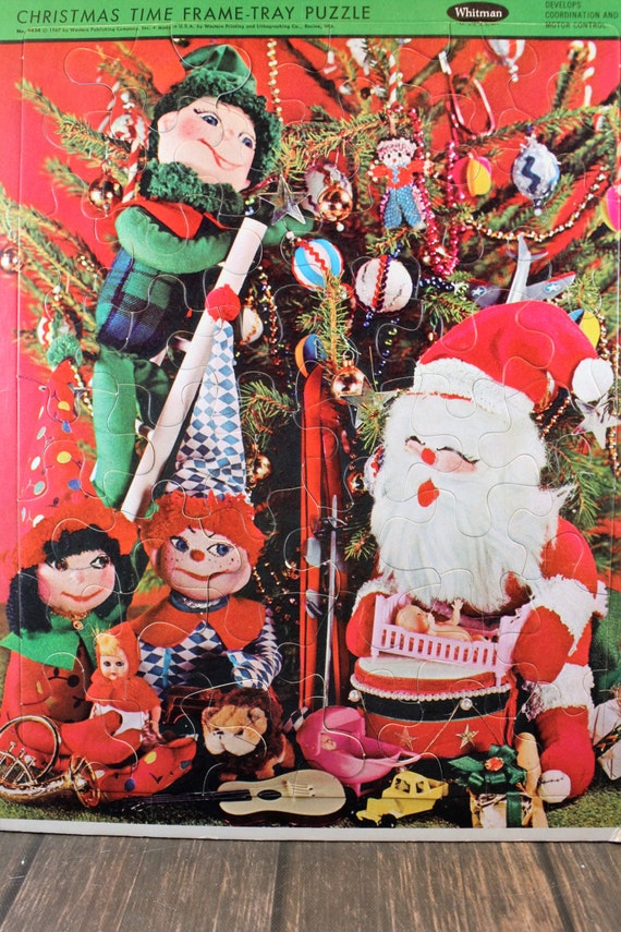 1967 Whitman Christmas Puzzle, 48 piece Time Frame Tray Puzzle, Vintage Toy, Mid Century Retro Christmas Il_570xn