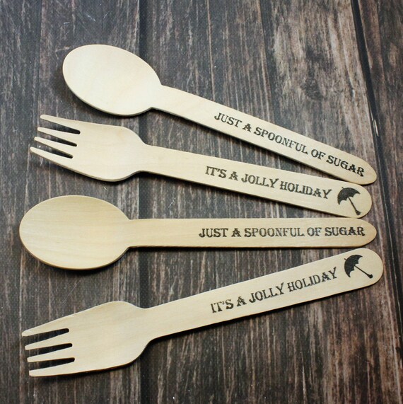 12 Mary Poppins Party, Forks, Spoons, Knives, Silverware, Spoonful of Sugar, Jolly Holiday, Disposable , Favors, Decorations, Birthday Il_570xn