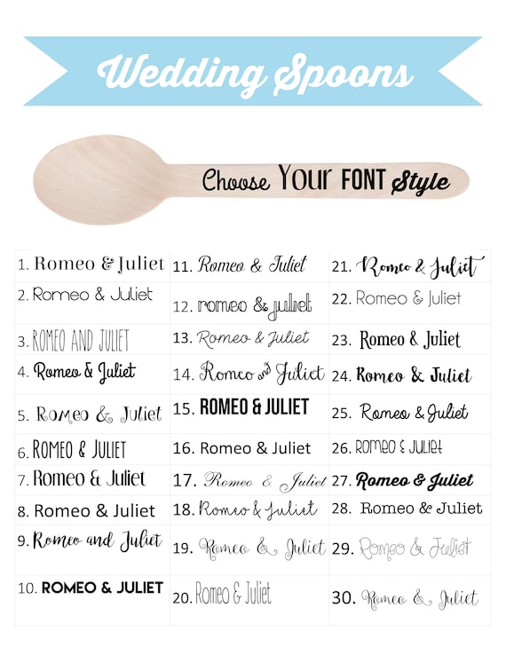Personalized Hand Stamped Wedding Spoons, Custom, Wooden Spoons, Silverware, Plastic Alternative, Cutlery, Bamboo, Eco Friendly, Rustic Il_570xn